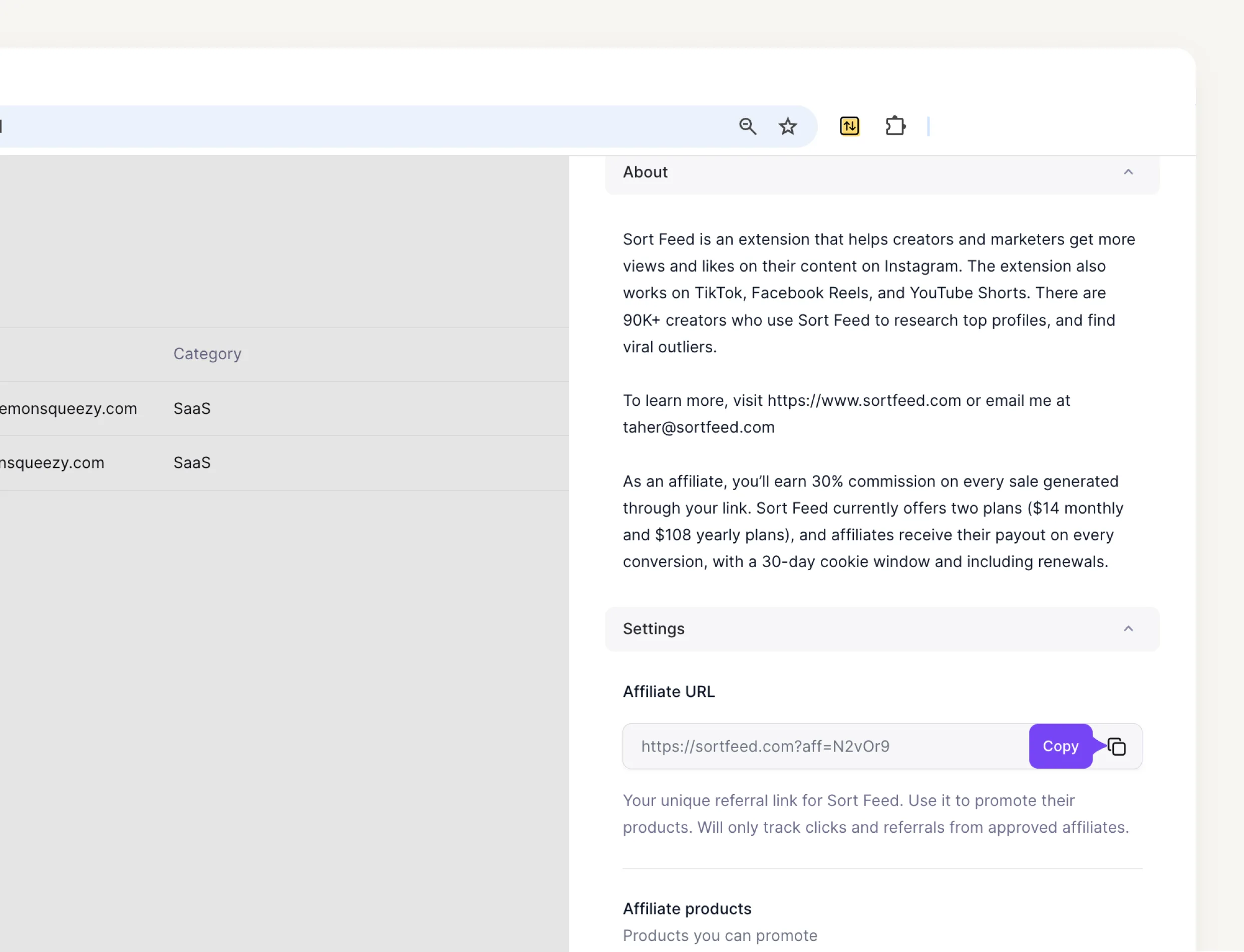 Clicks, conversions and payouts in the dashboard